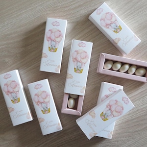 Scatole Porta Confetti Nascita Elefantino Mongolfiera | Bomboniera Personalizzata Luna Nuvole | Mini Sfilo Già Montata Bimbo Bimba