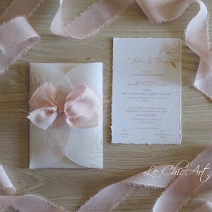 Set 10pz Partecipazioni matrimonio fatte a mano, Fiore di Strelitzia, Limoni, rose