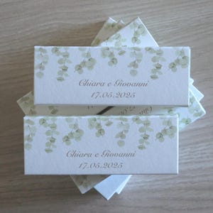 portaconfetti promessa di matrimonio eucalipto Bomboniera Personalizzata a Sfilo Design Botanico Elegante Già Montata | Made in Italy
