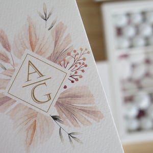 Scatole Degustazione Confetti 3 Scomparti  Bomboniera Personalizzata Rose Peonia Pampas Stile Floreale Skyline | Già Montata Matrimonio