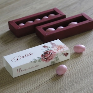 Set 20pz. Portaconfetti 18 ANNI 40 anni, compleanno, FIORI bordeaux
