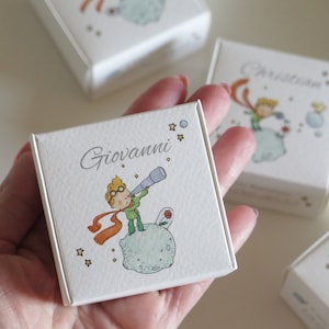 Portaconfetti Piccolo Principe Battesimo Quadrato 6x6x3cm Set Scatoline Tema Volpe Cannocchiale Rosa Bomboniera Già Assemblata o Fai da Te