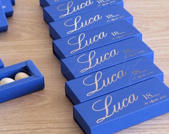 18th Birthday Party Favor Boxes for Boys, Shiny Silver Print