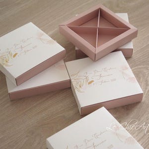 Set 10pz. Scatola porta confetti boho chic primo compleanno rosa cipria