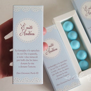 Scatole Porta Confetti Nascita Personalizzate | Bomboniera Mini Sfilo Coniglietto Orsetto | Azzurro Rosa Cipria | Già Montata Bimbo Bimba