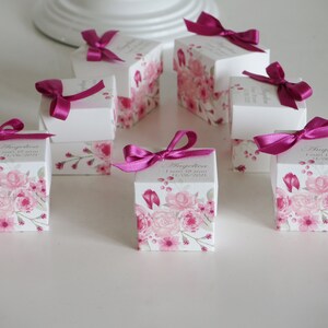 Set  Porta confetti floreale, fiori, bouquet fucsia