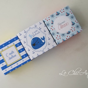 Scatole Porta Confetti Nascita Tema Marinaro | Bomboniera Personalizzata Cubetto | Design Nautico Bimbo | Già Montata | Made in Italy