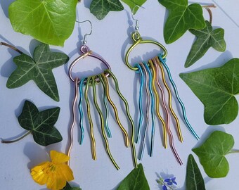 Multicoloured jellyfish earrings, jelly fish earrings, rainbow earrings, pride earrings