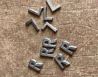 Large and Medium Letters for X-Ray Markers - Unmounted R & L Lead Letters - 1/2" lead letter for Left and Right