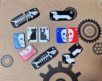 Split xray Markers : Black Cats, Skeleton Shark, Dachshund, split skulls Xray Markers dog cat fish Custom Made Rad Tech X-Ray with Initials