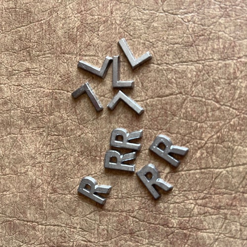 Lettres grandes et moyennes pour les marqueurs de rayons X - Lettres de plomb R & L non montées - Lettre de plomb 1/2 » pour gauche et droite