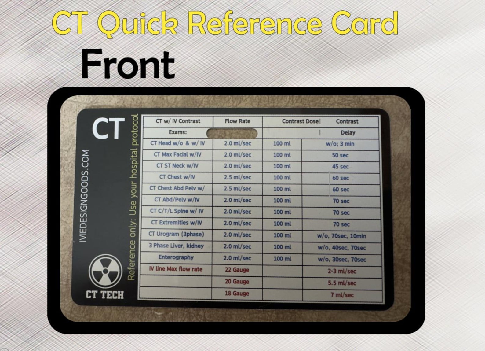 Ct Reference Guide CT Quick Reference Card / Cheat Sheet Card - Beginner, Student, Tech ...