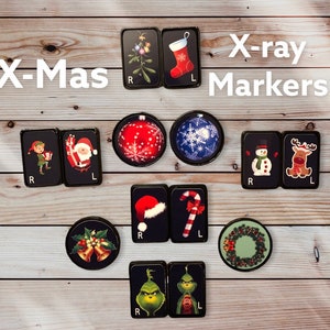 Christmas Xray Markers with Initials - X-Ray Xmas Holiday Grinch santa snowman candy cane