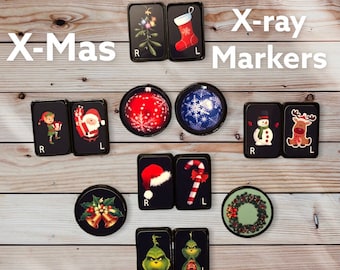 Christmas Xray Markers with Initials - X-Ray Xmas Holiday Grinch santa snowman candy cane