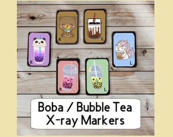 Boba Tea X-Ray Marker - Cute Bubble Tea Xray Markers with Initials - Matcha Green Tea Bubble Tea Brown Sugar