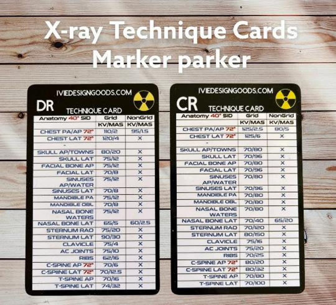 Xray CR & DR Technique Card - Student, Beginner Tech - Etsy