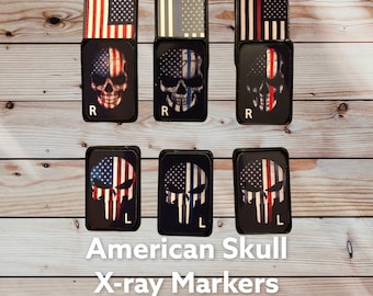 American Flag / Skull X-Ray Marker - Patriotic Xray Markers with Initials -American Skull Xray Marker - Police / Firefighter Support