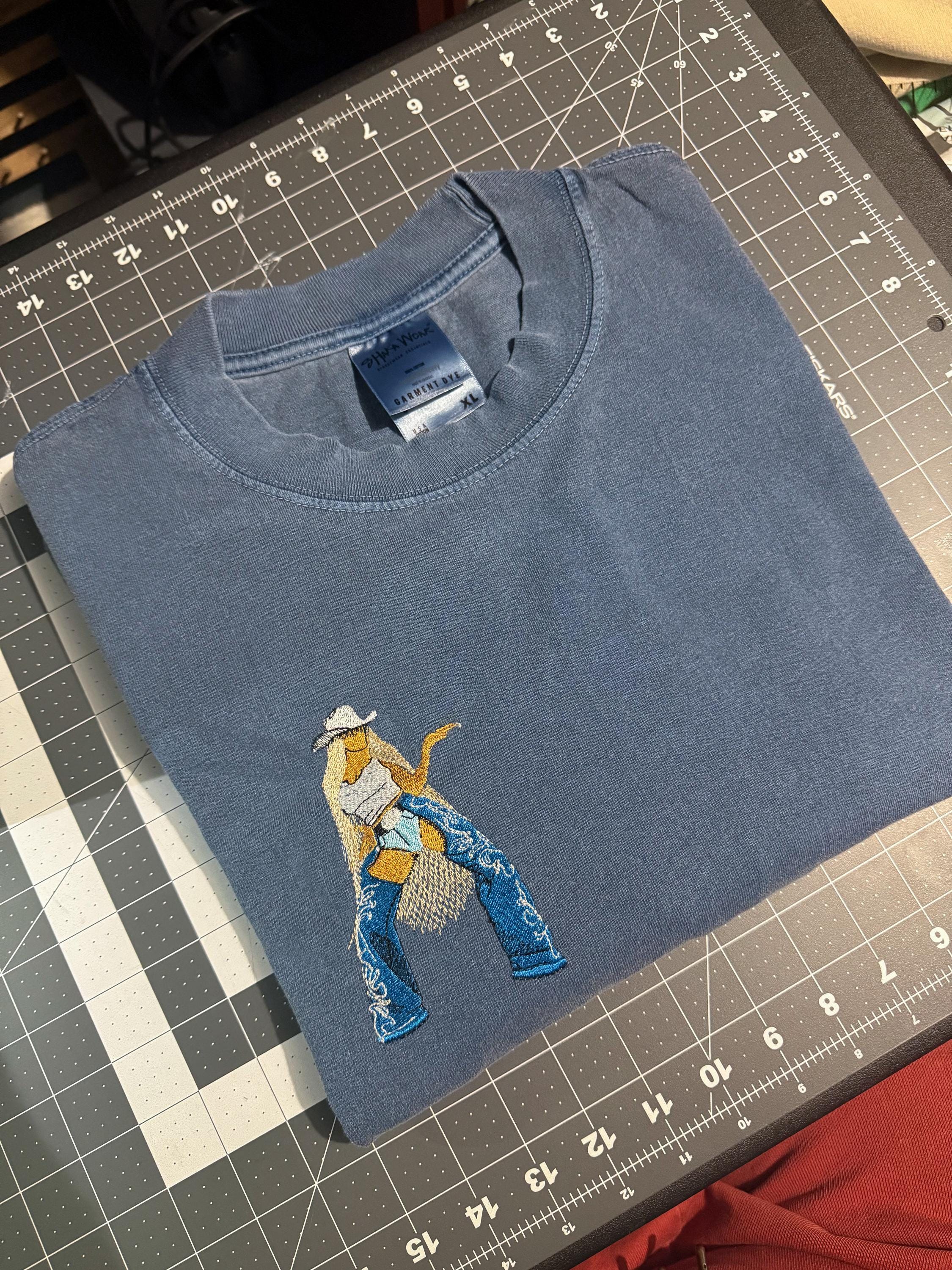 Cowgirl Inspired Embroidered Crewneck T-Shirt | Custom Shirt | Rodeo | Cowgirl Outfit