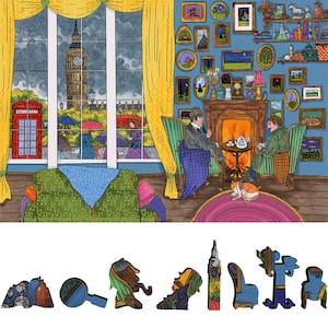Wooden Jigsaw Puzzles for Adults - Uniquely Shaped Pieces - made in the USA by FoxSmartBox - 415 Pieces - You know my methods, Watson