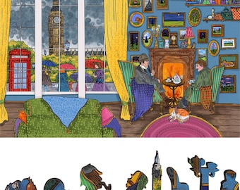 Wooden Jigsaw Puzzles for Adults - Uniquely Shaped Pieces - made in the USA by FoxSmartBox - 415 Pieces - You know my methods, Watson