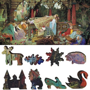 Wooden Jigsaw Puzzles for Adults - Uniquely Shaped Pieces - made in the USA by FoxSmartBox - 320 Pieces - Sleeping Princess