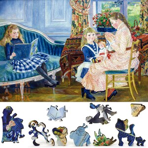 Wooden Jigsaw Puzzles for Adults with Uniquely Shaped Pieces - made in USA by FoxSmartBox - 435 Pieces - Children&#39;s Afternoon at Wargemont