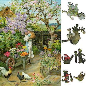 Wooden Jigsaw Puzzles for Adults - Uniquely Shaped Pieces - made in the USA by FoxSmartBox - 220 Pieces - Spring Blossoms