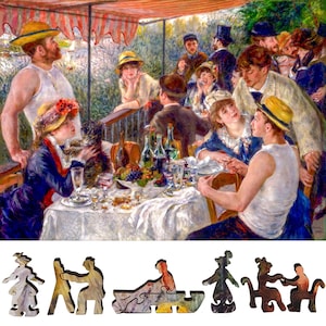 Wooden Jigsaw Puzzles for Adults - Uniquely Shaped Pieces - made in the USA by FoxSmartBox - 414 Pieces - Luncheon of the Boating Party