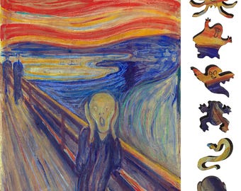 Wooden Jigsaw Puzzles for Adults with Uniquely Shaped Pieces - made in USA by FoxSmartBox - 210 Pieces - The Scream