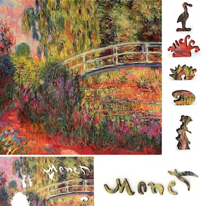 Wooden Jigsaw Puzzles for Adults with Uniquely Shaped Pieces - made in USA by FoxSmartBox - 210 Pieces - Water-Lily Pond