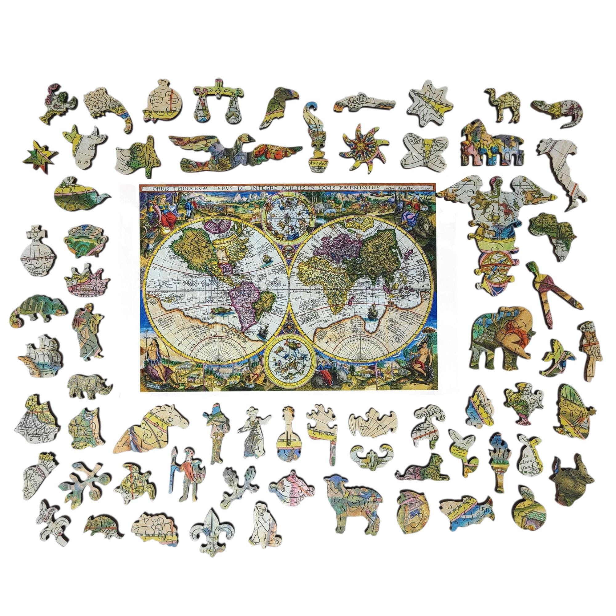 Puzzle In Legno FoxSmartBox 420 Pezzi - Mappa Del Mondo 1594 - Per Adulti - Foto 2