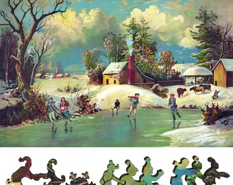 Houten legpuzzels voor volwassenen - uniek gevormde stukjes - gemaakt in de VS door FoxSmartBox - 425 stukjes - American Winter Life