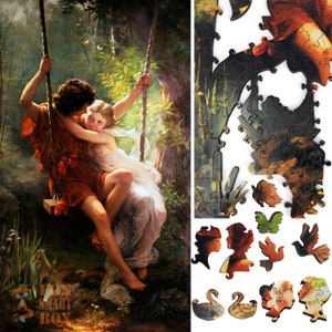 Wooden Jigsaw Puzzles for Adults with Uniquely Shaped Pieces - made in USA by FoxSmartBox - 350 Pieces - Springtime