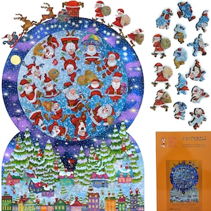 Wooden Santa Puzzle - 60-teiliges Weihnachtsrätsel Für Kinder, Bunt & In Metallbox – Perfektes Geschenk