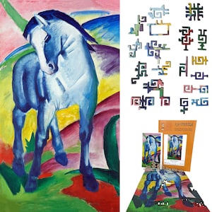 Holzpuzzle für Erwachsene von FoxSmartBox - Geometrisch - 300 Teile - Blaues Pferd