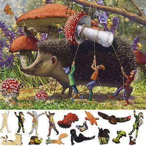Holzpuzzle für Erwachsene mit einzigartig geformten Teilen - made in USA von FoxSmartBox - 487 Teile - Majestic Ernte