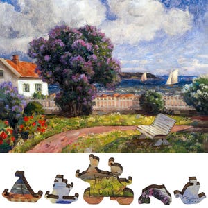 Wooden Jigsaw Puzzle for Adults - Uniquely Shaped Pieces - made in the USA by FoxSmartBox - 215 Pieces - Coast Landscape