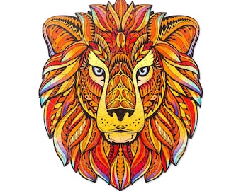 World Famous Wooden Jigsaw Puzzles for Adults and Kids Whimsy Details - 131 pieces -"King Lion" M