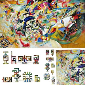 Wooden Jigsaw Puzzles for Adults made in the USA by FoxSmartBox - Geometric - 300 Pieces - Composition VII