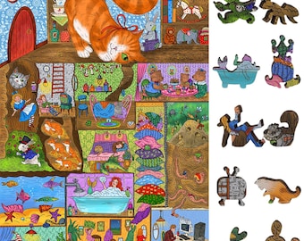 Wooden Jigsaw Puzzles for Adults - Uniquely Shaped Pieces - Made in the USA by FoxSmartBox - 470 Pieces - Mazes of Living