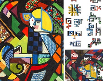 Wooden Jigsaw Puzzles for Adults made in the USA by FoxSmartBox - Geometric - 300 Pieces - Daughter in a Rocker