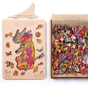 World Famous Wooden Jigsaw Puzzles for Adults and Kids Whimsy Details - 130 pieces - &quot;Red Deer&quot; M
