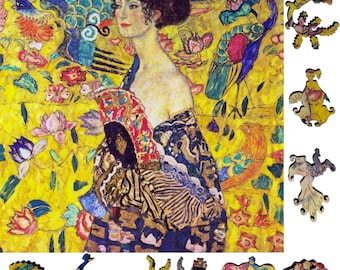 Wooden Jigsaw Puzzles for Adults - Uniquely Shaped Pieces - made in the USA by FoxSmartBox - 240 Pieces - Lady with Fan