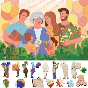 Wooden Jigsaw Puzzles for Adults with Uniquely Shaped Pieces - made in USA by FoxSmartBox - 500 Pieces - Mother&#39;s Day