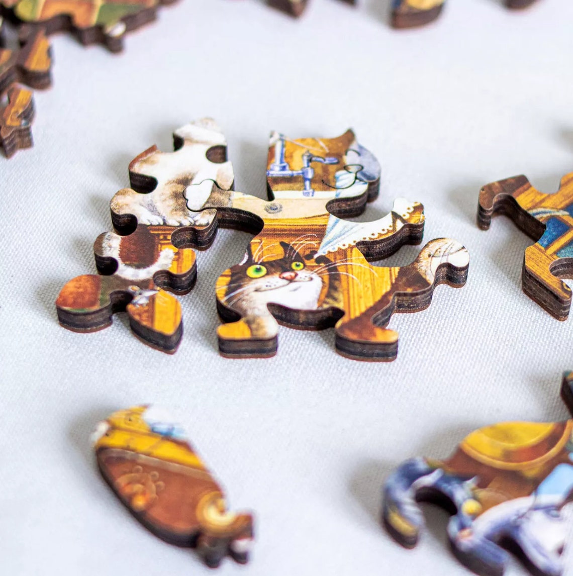 DAVICI Wooden Whimsy Jigsaw Puzzles 50 Pieces Happy Etsy