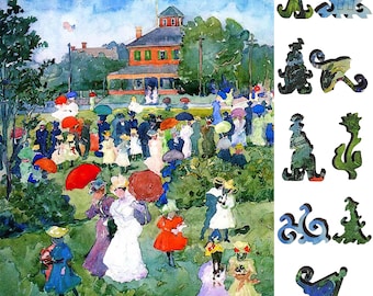 Wooden Jigsaw Puzzles for Adults - Uniquely Shaped Pieces - made in the USA by FoxSmartBox - 212 Pieces - Franklin Park Boston