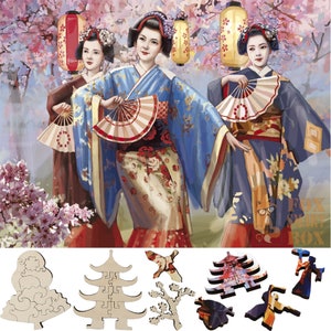 Wooden Jigsaw Puzzles for Adults with Uniquely Shaped Pieces - made in USA by FoxSmartBox - 437 Pieces - Sakura Blossom Festival