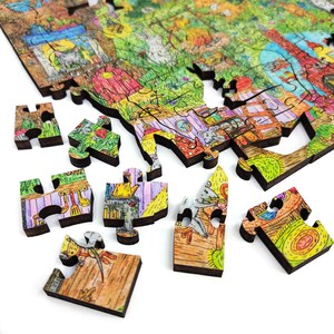 Wooden Jigsaw Puzzles for Adults with Uniquely Shaped Pieces - made in USA by FoxSmartBox - 245 Pieces - Fairy Forest. Summer image 6