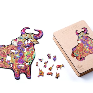 World Famous Wooden Jigsaw Puzzles for Adults and Kids Whimsy Details - 245 pieces - &quot;Bull&quot; XL