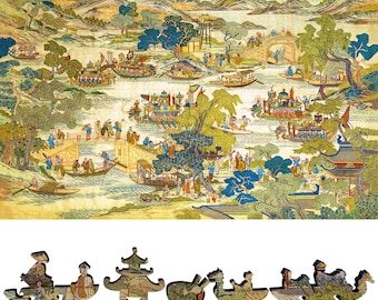 Wooden Jigsaw Puzzles for Adults - Uniquely Shaped Pieces - Made in the USA by FoxSmartBox - 444 Pieces - Dragon Boat Festival